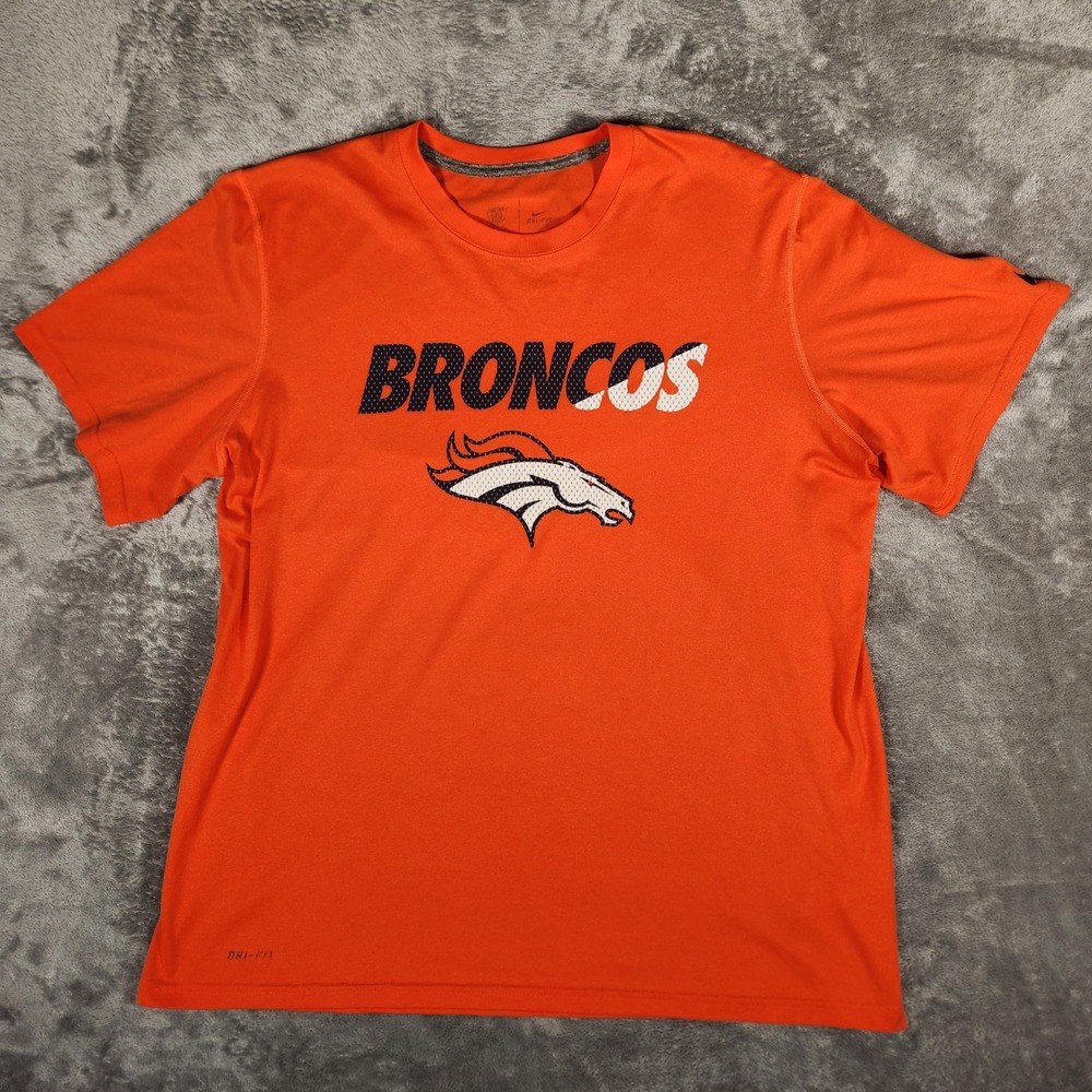 Nike Denver Broncos T-Shirt Mens XL Orange Excellent Dri-FIT NFL Training Tee